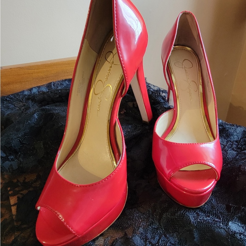 Jessica Simpson Red Peep Toe Heels
